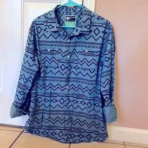 Modern Amusement Button Down Jean Shirt